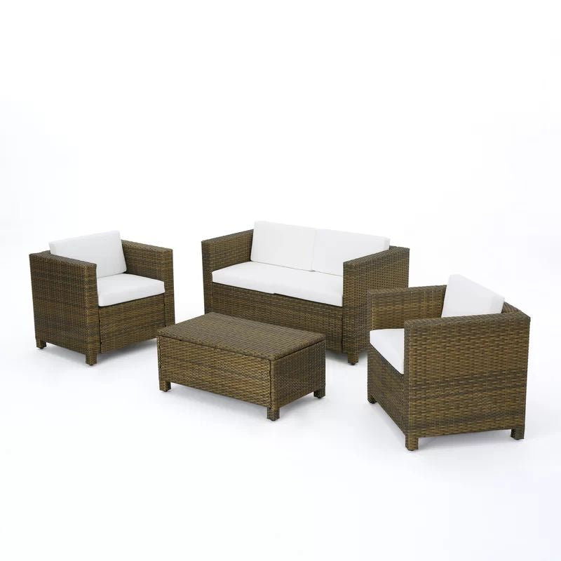 Kappa 4 piece rattan sofa set with cushions discount