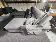 Load image into Gallery viewer, Right hand facing 105&quot; wide FIRM sleeper sofa with storage chaise, large sleeping srea