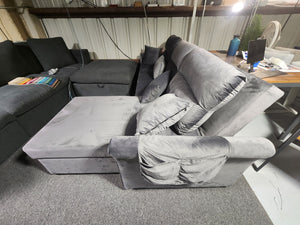 Right hand facing 105" wide FIRM sleeper sofa with storage chaise, large sleeping srea