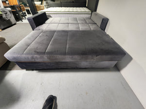 Layla Poly Velvet 70" Sleeper Sofa with FULL size pull out bed DARK GRAY