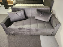 Load image into Gallery viewer, Layla Poly Velvet 70&quot; Sleeper Sofa with FULL size pull out bed DARK GRAY