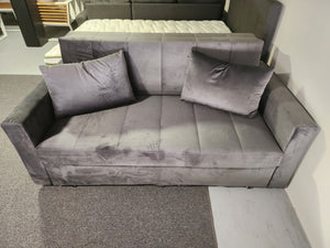 Layla Poly Velvet 70" Sleeper Sofa with FULL size pull out bed DARK GRAY