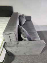 Load image into Gallery viewer, Layla Poly Velvet 70&quot; Sleeper Sofa with FULL size pull out bed DARK GRAY