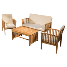 Load image into Gallery viewer, 4 Person Solid Arcacia Wood Outdoor Seating Group with Cushions Beige