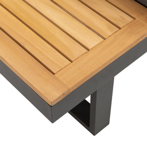 Somerset 2 Piece Teak & Aluminum Sectional Patio Set with Table (Grey & Black)