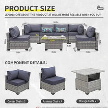 Load image into Gallery viewer, Skyview Modular 7 Pieces PE Wicker Patio Furniture Set Outdoor Sectional Conversation Sofa Set with Liftable Storage Table, Non-Slip Cushions and Furniture Cover, Navy