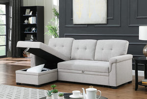 Lila Home Linen 85" Reversible Sleeper Sectional Sofa with Storage Chaise LIGHYT GRAY