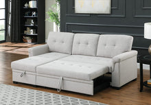 Load image into Gallery viewer, Lila Home Linen 85&quot; Reversible Sleeper Sectional Sofa with Storage Chaise LIGHYT GRAY