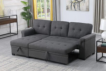 Load image into Gallery viewer, Lila Home Linen 85&quot; Reversible Sleeper Sectional Sofa with Storage Chaise DARK GRAY
