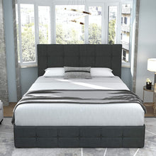 Load image into Gallery viewer, FULL Sadie Upholstered Platform Bed Frame with 4 Storage Drawers and Headboard DARK GRAY