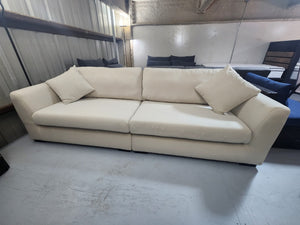 100" Solid Wood & Linen Large Sofa in LIGHT GRAY