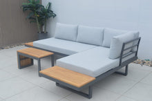 Load image into Gallery viewer, Somerset 2 Piece Teak &amp; Aluminum Sectional Patio Set with Table (Grey &amp; Black)