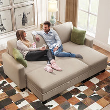 Load image into Gallery viewer, Laya Linen 82&quot; Reversible Sectional Sofa with Storage Chaise and removal storage footrest BEIGE/BROWN