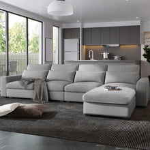 Load image into Gallery viewer, Roma large comfortable sofa with ottoman (LIGHT GRAY)