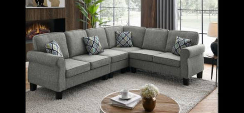 Sectional linen configurable comfortable sofa available in LIGHT GRAY