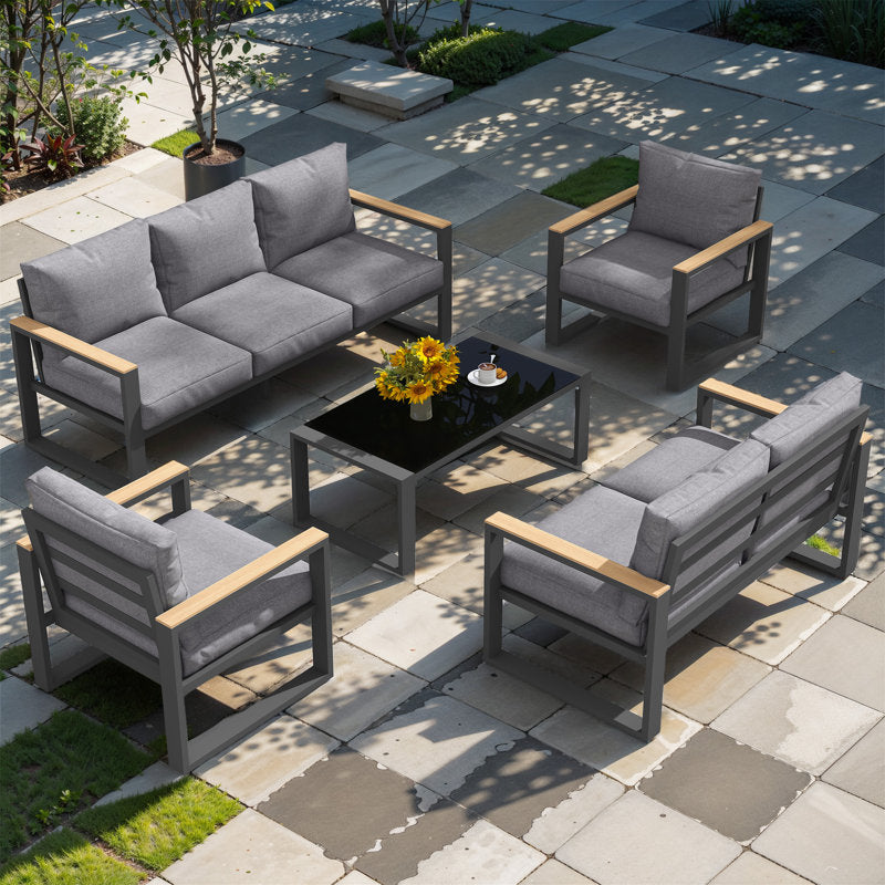 Bradley Aluminum 7-person Outdoor Sofa Seating Group With Cushions
