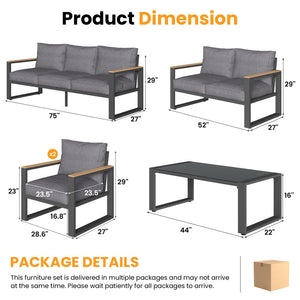 Bradley Aluminum 7-person Outdoor Sofa Seating Group With Cushions