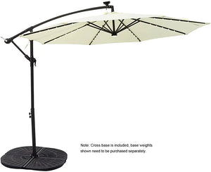 10 ft Offset Cantilever Outdoor Patio Umbrella with Solar LED Lights