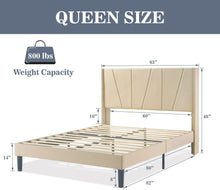 Load image into Gallery viewer, KING Size Penn Upholstered Platform Bed Frame BEIGE