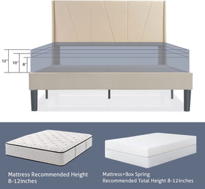 FULL Size Penn Upholstered Platform Bed Frame BEIGE