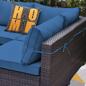 Sunland 7 Piece Outdoor Patio Furniture Sets All-Weather Outdoor Sectional Furniture PE Wicker Patio Sofa Backyard Deck Couch Conversation Chair Set with Coffee Table & 6 Thickened Cushions (NAVY))