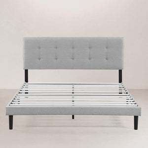 QUEEN Amie Upholstered Platform Bed Frame with Adjustable Tufted Headboard