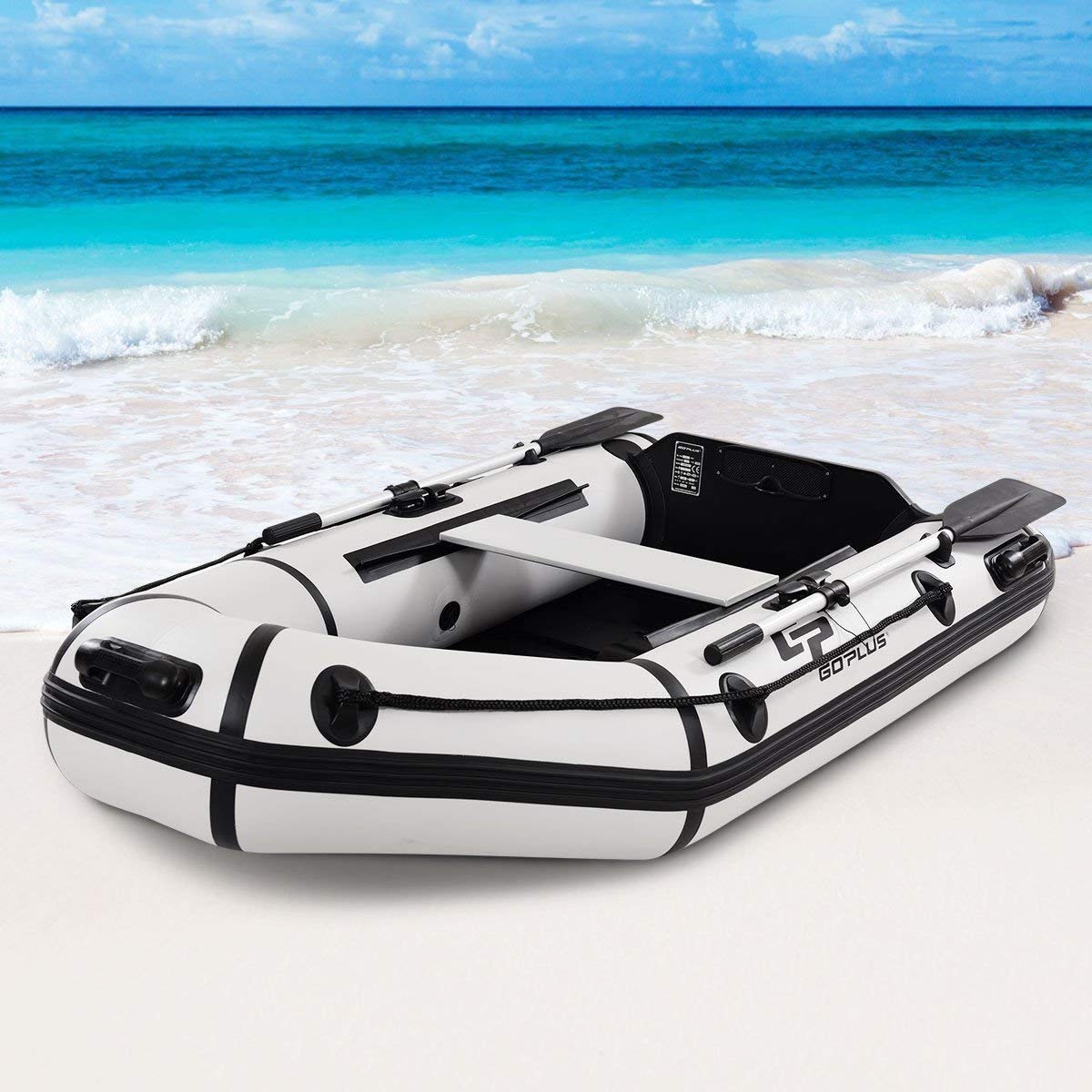 2 or 4-Person Inflatable Dinghy Boat Fishing Tender Raft Deep Bottom and Trolling Motor Transom