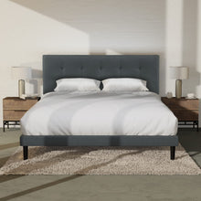 Load image into Gallery viewer, KING Amie Upholstered Platform Bed Frame with Adjustable Tufted Headboard