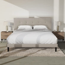 Load image into Gallery viewer, QUEEN Amie Upholstered Platform Bed Frame with Adjustable Tufted Headboard