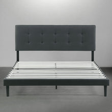Load image into Gallery viewer, KING Amie Upholstered Platform Bed Frame with Adjustable Tufted Headboard