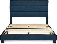 Load image into Gallery viewer, FULL Alto Fabric Upholstered Platform Bed Frame with Headboard and Wooden Slats, Navy