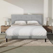 Load image into Gallery viewer, FULL Amie Upholstered Platform Bed Frame with Adjustable Tufted Headboard