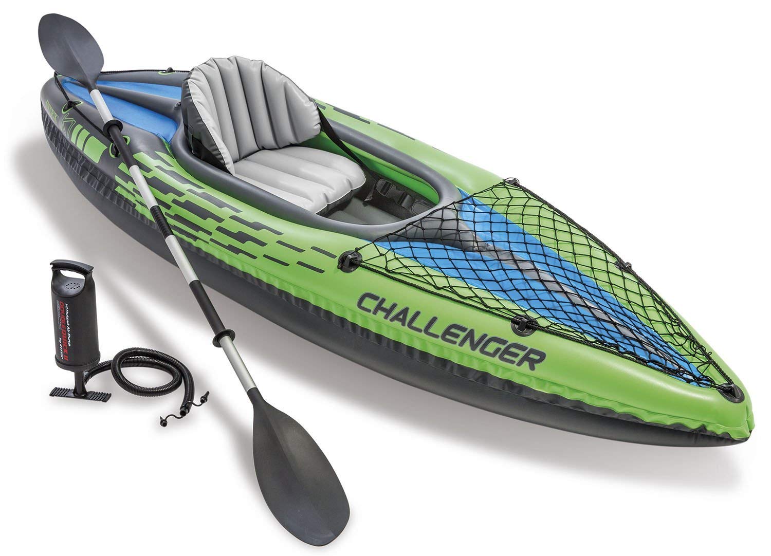 Challenger K1, 1-Person Inflatable Kayak Set with Aluminum Oars and High Output Air Pump