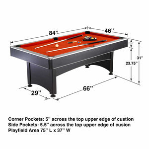 7-foot Pool and Table Tennis Multi Game with Red Felt and Blue Table Tennis Surface. Includes Cues, Paddles and Balls