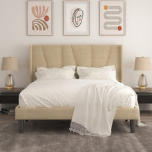 Load image into Gallery viewer, QUEEN Penn Size Upholstered Platform Bed Frame BEIGE