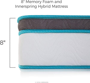 TWIN Linenspa 8 Inch Memory Foam and Innerspring Hybrid Medium-Firm