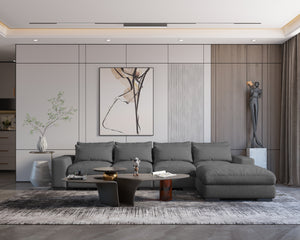 Homely large comfortable modular sofa with ottoman (GRAY) (actual colour is lighter than in picutres)
