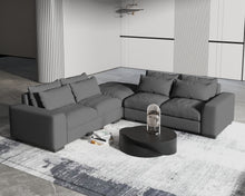 Load image into Gallery viewer, Homely large comfortable modular sofa with ottoman (GRAY) (actual colour is lighter than in picutres)