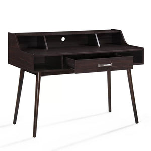 Celeste Mid Century Modern Wood Desk with Hutch and Bookcase Set