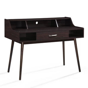 Celeste Mid Century Modern Wood Desk with Hutch and Bookcase Set