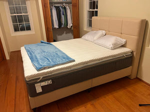 QUEEN Willow Premium platform upholstered bed in Charcoal / Light Gray / Beige