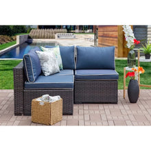Load image into Gallery viewer, Clara 3 Piece Rattan Sectional Seating Group with Cushions