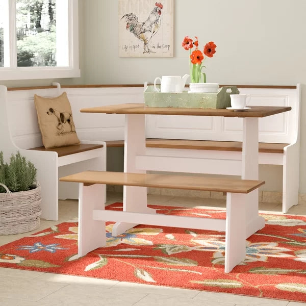 Birley 3 Piece Solid Wood Breakfast Nook Dining Set