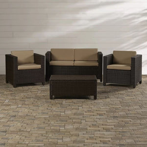 Cooper 4 Piece Rattan Sofa Set with Cushions