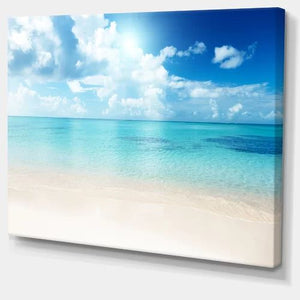 'Sand of Beach in Blue Caribbean Sea' Photograph on Canvas