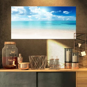 'Sand of Beach in Blue Caribbean Sea' Photograph on Canvas