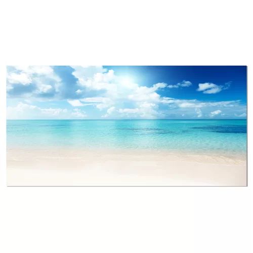 'Sand of Beach in Blue Caribbean Sea' Photograph on Canvas