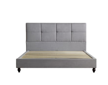 Load image into Gallery viewer, QUEEN Willow Premium platform upholstered bed in Charcoal / Light Gray / Beige
