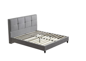 QUEEN Willow Premium platform upholstered bed in Charcoal / Light Gray / Beige