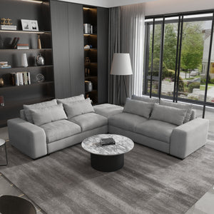 Homely large comfortable modular sofa with ottoman (LIGHT GRAY)